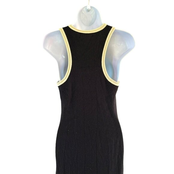 House of Harlow 1960 Women's Black Ribbed Knit Crocheted Collar Tank Dress Small - Picture 5 of 7